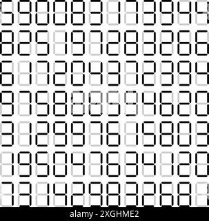 Digitale Retro-Anzeige mit Zufallszahlen, nahtloser Hintergrund Stock Vektor