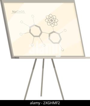 Wissenschaftsvortrag auf Whiteboard, der mit einer chemischen Formel die Zusammensetzung von Nachos erklärt Stock Vektor