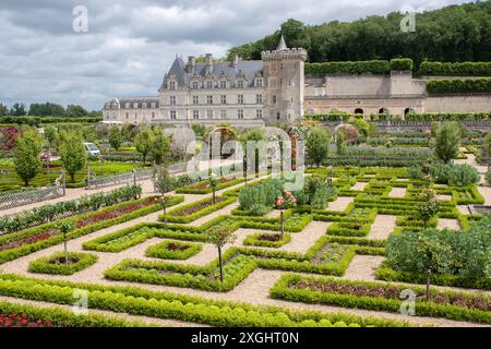 Château Villandry dekorative Gemüsegärten Stockfoto