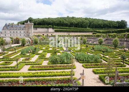 Château Villandry dekorative Gemüsegärten Stockfoto