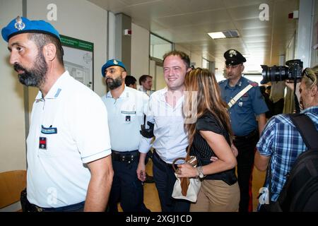 Mailand, Italien. Juli 2024. Nella foto Alberto GenoveseMilano - Italia - Cronaca Marted&#xec;, 09 Luglio, 2024 (Foto di Marco Ottico/Lapresse) Alberto GenoveseAusscheiden aus dem Gerichtssaal nach dem Urteil Mailand, Italien - Nachrichten Dienstag, 09. Juli 2024 (Foto: Marco Ottico/Lapresse) Credit: LaPresse/Alamy Live News Stockfoto