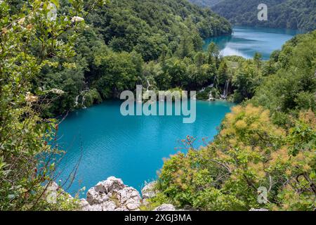 Perlmutt Blue Plitvicer Seen Wasserfälle und Pools, Kroatien Stockfoto