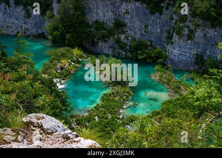 Perlmutt Blue Plitvicer Seen Wasserfälle und Pools, Kroatien Stockfoto