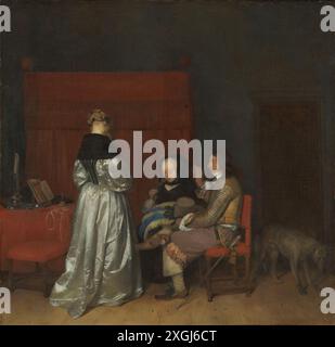 Galant Conversation, bekannt als „die väterliche Ermahnung“, Gerard ter Borch (II), ca. 1654 Stockfoto