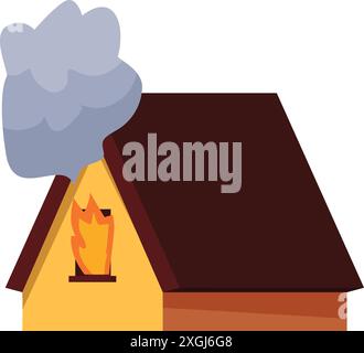 Cartoon-Illustration eines brennenden Hauses mit Rauch aus dem Fenster Stock Vektor