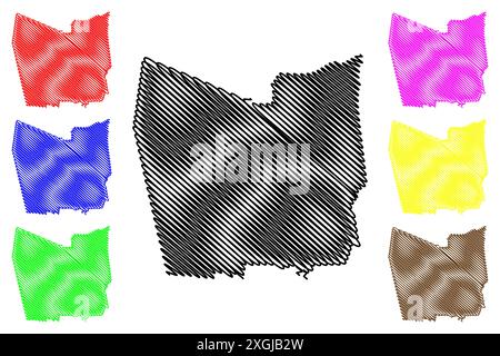 Gemeinde Loon op Zand (Königreich der Niederlande, Holland, Nordbrabant oder Provinz Noord-Brabant) Kartenvektordarstellung, skizzierte Karte Stock Vektor