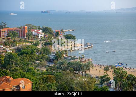 Panoramablick auf die Insel Gulangyu in Xiamen, China, Kopierraum für Text Stockfoto