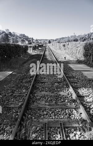 Europa, Luxemburg, Colmar-Berg, Bahnlinie in der Nähe der Rue de Mertzig Stockfoto