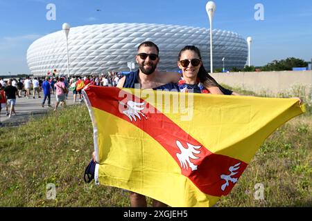 München, Deutschland. Juli 2024. München, 9. Juni 2024: Das Halbfinalspiel der UEFA Euro 2024 zwischen Spanien und Frankreich in der Münchener Football Arena, München. (Igor Kupljenik/SPP) Credit: SPP Sport Press Photo. /Alamy Live News Stockfoto