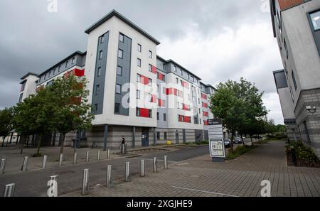 Unite Students bietet Studentenunterkünfte in Medway, Kent, in der Nähe des Campus in Chatham. Bekannt als Pier Quays, liegen die Wohnungen in der Nähe des River Medway und der Städte Gillingham, Chatham, Rainham und Strood. Stockfoto