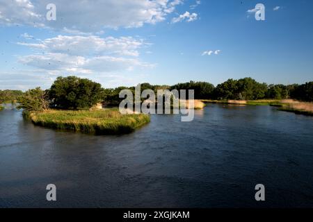 Blick auf den Platte River in Buffalo County, Nebraska Stockfoto