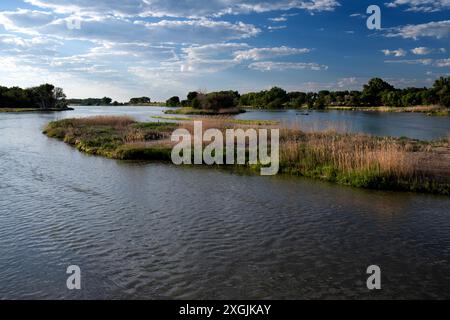 Blick auf den Platte River in Buffalo County, Nebraska Stockfoto