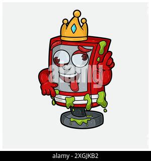 Sour Diesel Mascot Charakter Cartoon mit verrücktem Ausdruck. Für Marke, Etikett, Verpackung und Produkt. Vektorabbildung Stock Vektor