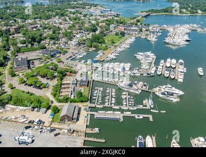 Aus der Vogelperspektive auf Sag Harbour, ny Stockfoto