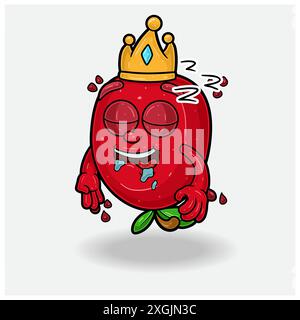 Granatapfelfrucht Maskottchen Cartoon mit Schlafausdruck. Für Marke, Etikett, Verpackung und Produkt. Vektorabbildung Stock Vektor