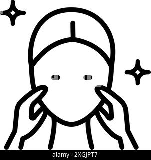 Gesicht Lifting Massage Linie Symbol, Haut Kosmetologie, Gesichtsmassager Vektor Illustration. Hautpflege. Einfacher Umrissstil. Vektordarstellung isoliert o Stock Vektor