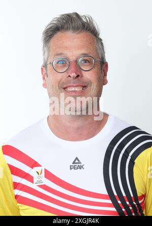 Brüssel, Belgien Juli 2024. Frederik Bruyninx fotografiert während eines Fotoshootings für das belgische Olympische Komitee BOIC - COIB vor den Olympischen Spielen 2024 in Brüssel am Dienstag, den 9. Juli 2024. BELGA PHOTO VIRGINIE LEFOUR Credit: Belga News Agency/Alamy Live News Stockfoto