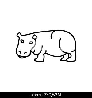 Hippopotamus- oder Hippo-Symbol-Vektor-Logo-Set-Sammlung für Web-App-ui Stock Vektor