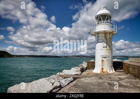 GB - DEVON: Breakwater Lighthouse in Brixham, Devon, Großbritannien (Fotografie von Edmund Nagele F.R.P.S.) Stockfoto