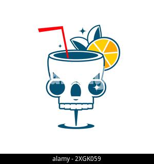 Handgezeichnete monochrome flache Illustration des Margarita-Cocktails. Vektorabbildung. Stock Vektor