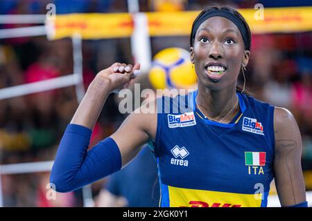 Paola Egonu (Italien) während des Women's Test Match - Italy vs Serbien, Volleyball Test Match in Florenz, Italien, 9. Juli 2024 Stockfoto