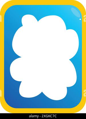 Einfache Grafik einer weißen Wolke auf einem blau-gelben abgerundeten Quadrat, perfekt für die Vermittlung von Wetterkonzepten, Träumen oder Fantasie Stock Vektor