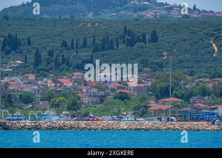 Kyllini, Griechenland - 10. Juni 2024: Panoramablick auf die Stadt Kyllini auf dem Peloponnes in Westgriechenland. Stockfoto