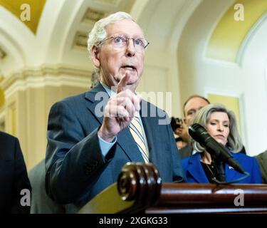 Washington, Usa. Juli 2024. Mitch McConnell (R-KY), der Minderheitenführer des Senats, sprach auf einer Pressekonferenz im US-Kapitol. (Foto: Michael Brochstein/SIPA USA) Credit: SIPA USA/Alamy Live News Stockfoto