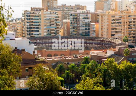 Die Stierkampfarena La Malagueta an der Plaza de toros, Altstadt, malaga, spanien. Stockfoto