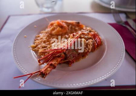 Reis mit Suppe und Meeresfrüchten, Aveiro, Portugal Stockfoto