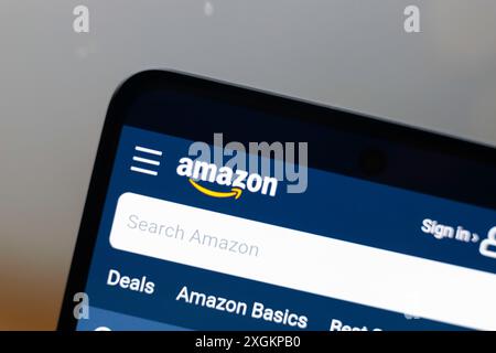 Paraguay. Juli 2024. In dieser Abbildung wird das Amazon-Logo auf der Website auf dem Smartphone-Bildschirm angezeigt. (Foto von Jaque Silva/SOPA Images/SIPA USA) *** ausschließlich für redaktionelle Nachrichten *** Credit: SIPA USA/Alamy Live News Stockfoto