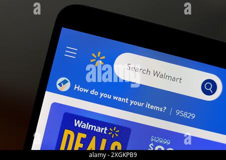 Paraguay. Juli 2024. In dieser Abbildung wird das Walmart Logo auf der Website auf dem Smartphone-Bildschirm angezeigt. (Foto von Jaque Silva/SOPA Images/SIPA USA) *** ausschließlich für redaktionelle Nachrichten *** Credit: SIPA USA/Alamy Live News Stockfoto