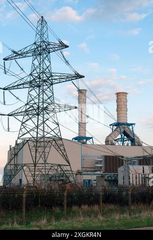 South Humber Bank Combined Cycle Gas Turbine (CCGT) 1365 mw Kraftwerk, Stallingborough, North Lincolnshire, Vereinigtes Königreich Stockfoto