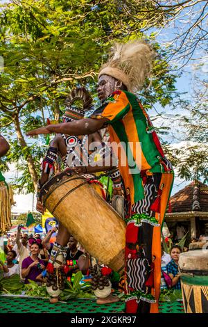 Street Parade in der Internationalen Karneval Seychellen, in Victoria, Mahe, Republik der Seychellen, Indischer Ozean. Stockfoto