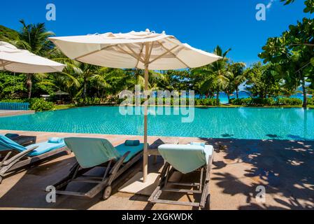 Four Seasons Resort, Mahe, Republik Seychellen, Indischer Ozean. Stockfoto