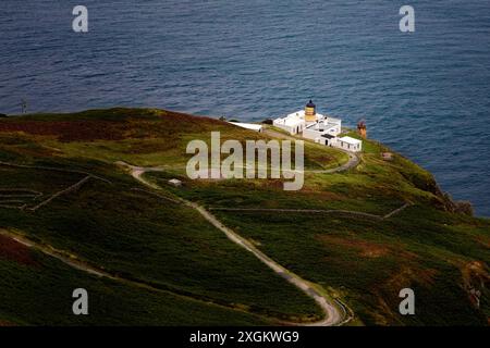 Mull of Kintyre Lighthouse auf der Kintyre Peninsula an der Westküste Schottlands. Stockfoto