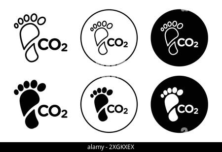 Logo-Logo-Symbol für den CO2-Fußabdruck Vektorumriss in Schwarz-weiß Stock Vektor