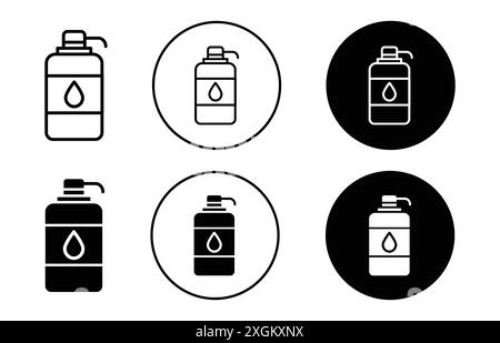 Flüssigseife Flasche Symbol Logo Vektor Umriss in schwarz-weiß Farbe Stock Vektor
