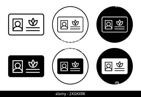 Medizinisches Marihuana Karte Symbol Logo Zeichen Vektor Umriss in schwarz-weiß Farbe Stock Vektor