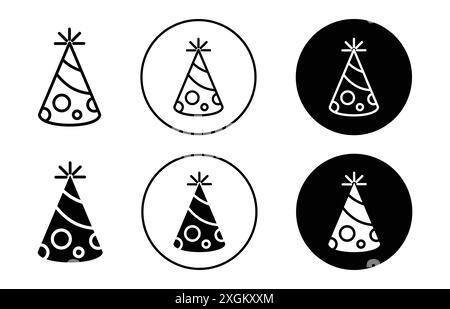 Partyhut Icon Logo Zeichen Vektor Umriss in schwarz-weiß Farbe Stock Vektor