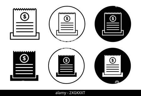 Papierscheck-Belegsymbol Logozeichen Vektorumrandung in Schwarz-weiß Stock Vektor