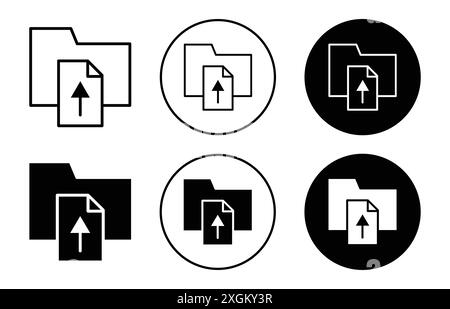 Symbol für Hochladen der Datei Logo-Vektorkontur in Schwarz-weiß Stock Vektor