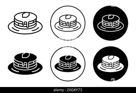 Pancakes-Symbol Logo-Zeichen Vektorumrandung in Schwarz-weiß Stock Vektor