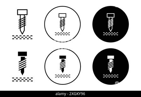 Brunnenbohrung Symbol Logo Vektorumrandung in Schwarz-weiß Stock Vektor