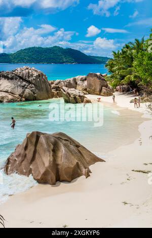 Schwere Strand Anse, La Digue, Republik der Seychellen, Indischer Ozean. Stockfoto