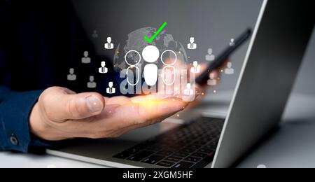 Führungskonzept für Personalbeschaffung Online und moderne Technologie, um Personalsysteme zu vereinfachen. Personal Mitarbeiter Beschäftigungsmanagement tec Stockfoto