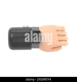 Cartoon Gesture Icon Mockup.3d Icon Smart Watch auf hand.cartoon Arm mit Armband Uhr Geste. Realistische Darstellung, 3D-Rendering auf weißem bac Stockfoto