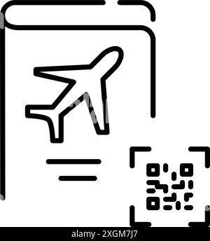 Internationaler Reisepass und qr-Code. Smart Travel ID, moderner automatisierter Check-in. Pixelperfektes, bearbeitbares Konturvektorsymbol Stock Vektor