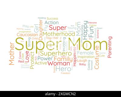 Super Mom Wordcloud-Vorlage. Mutter Liebe Konzept Vektor Hintergrund. Stock Vektor