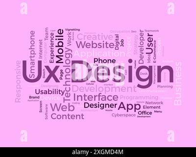 UX Design Wordcloud-Vorlage. Web Business Concept Vektorhintergrund. Stock Vektor